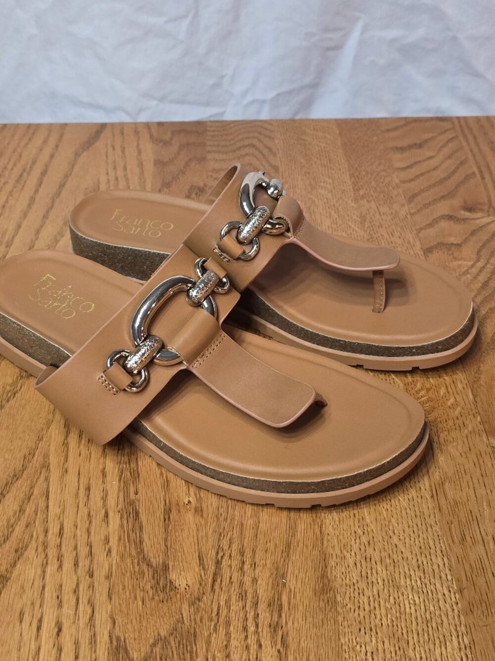 Share Franco Sarto Brielle Wedge Sandal Beige and Gold Women Size 7.5M